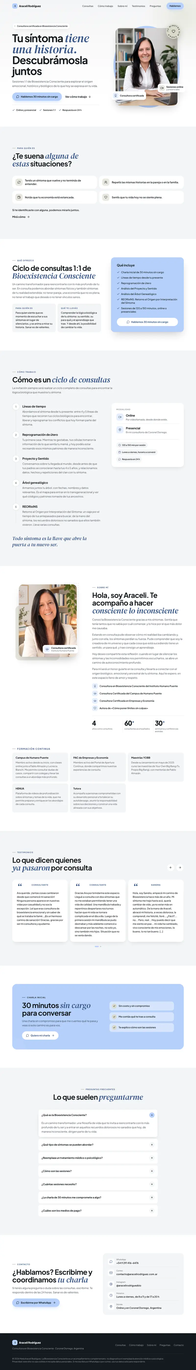 Página de inicio de la web de Araceli Rodríguez